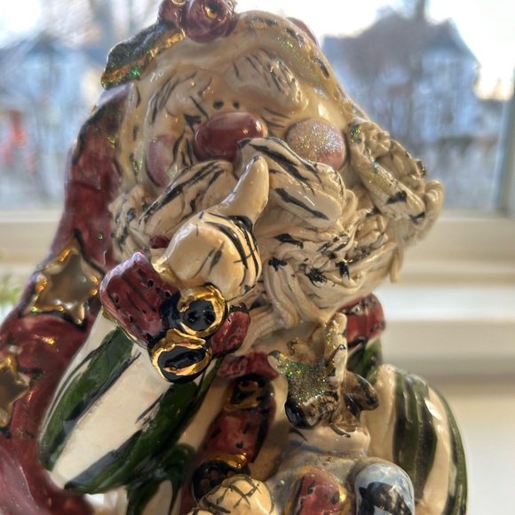 Vintage Blue Sky Pottery tea light Santa candle holder signed Heather Goldminc - Picture 3 of 7